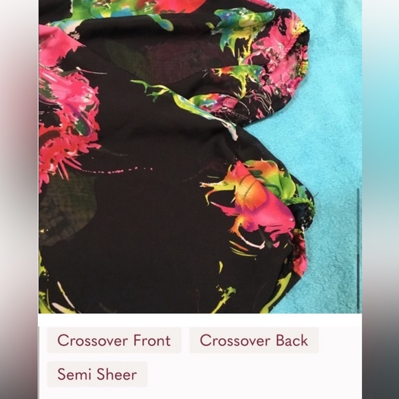 Free! Semi sheer crossover top with thin, elastic waistband and peplum hemline - Picture 5 of 9